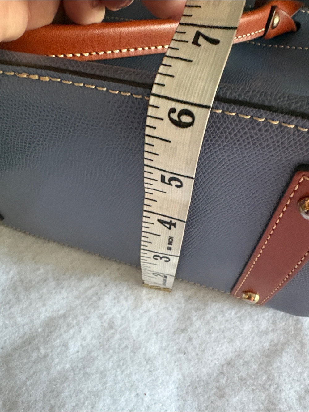 Dooney & Bourke Gray Satchel with Tan Trim - Picture 9 of 10